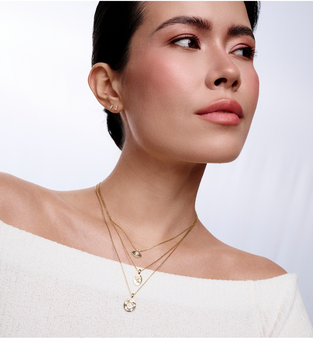 Naszyjnik z motywem oka i opalem NCA0090