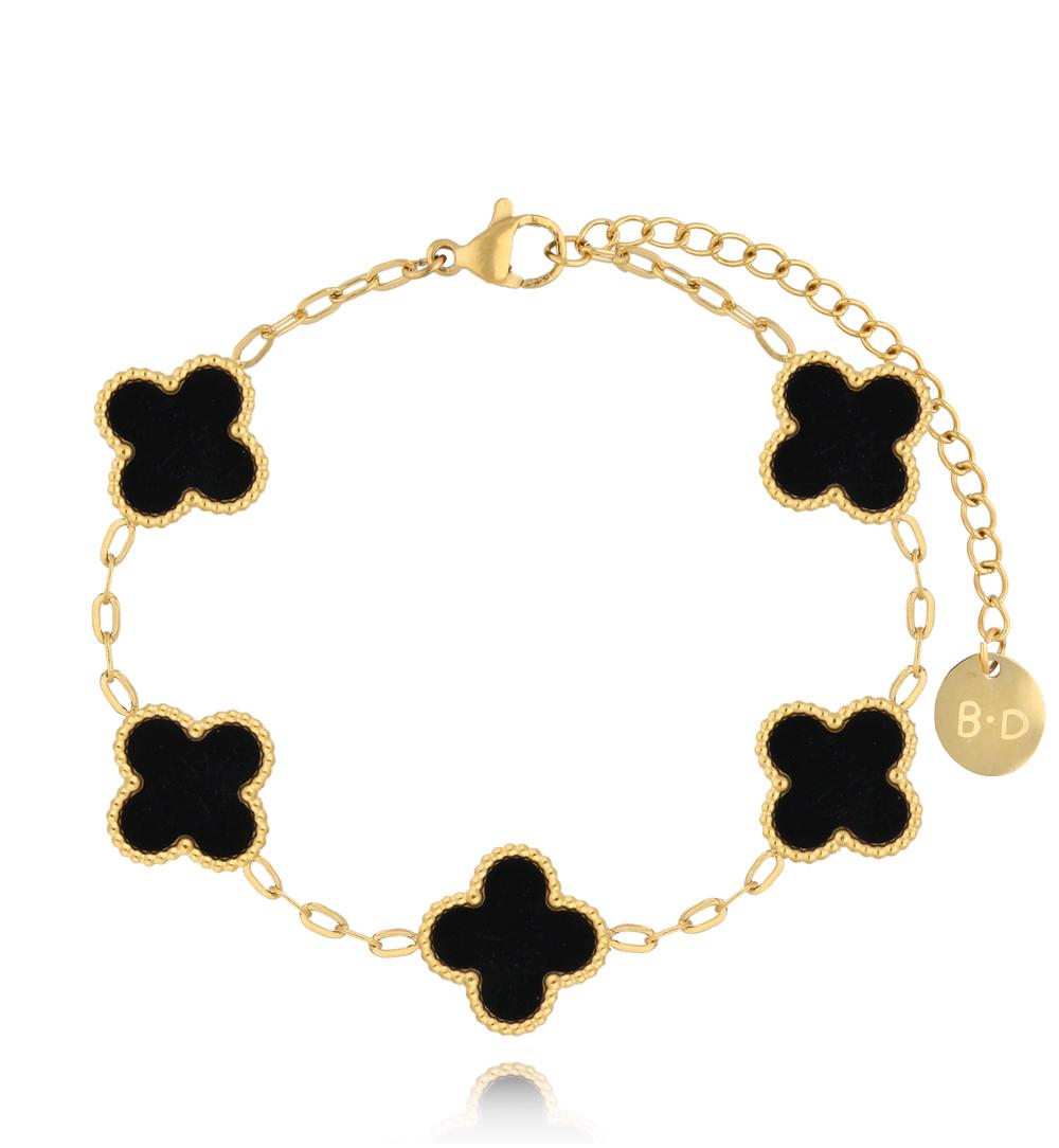 Bransoletka z czarnymi koniczynkami Clovers BSY0054