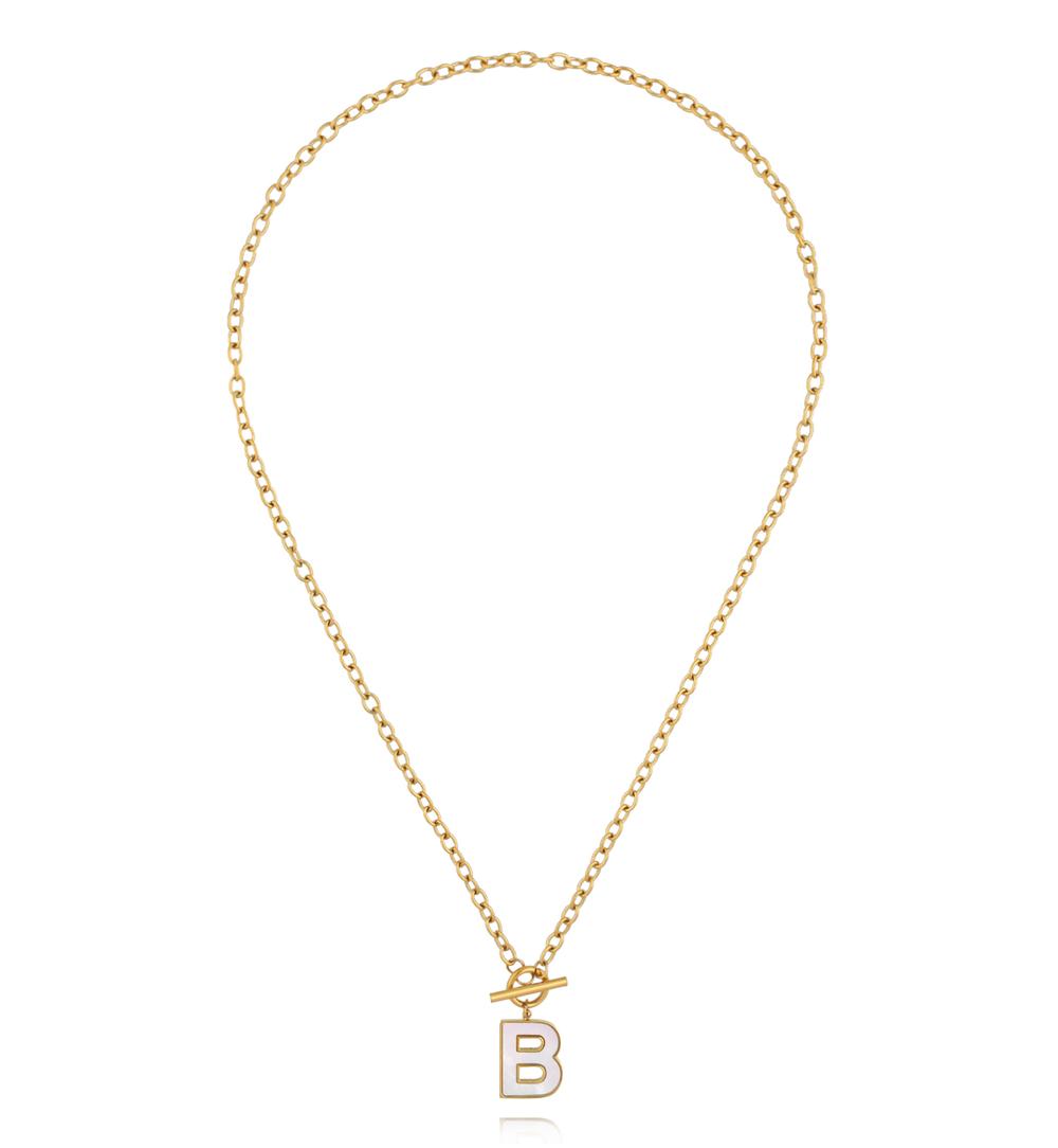 Naszyjnik z literą B i zapięciem toggle NSY0859