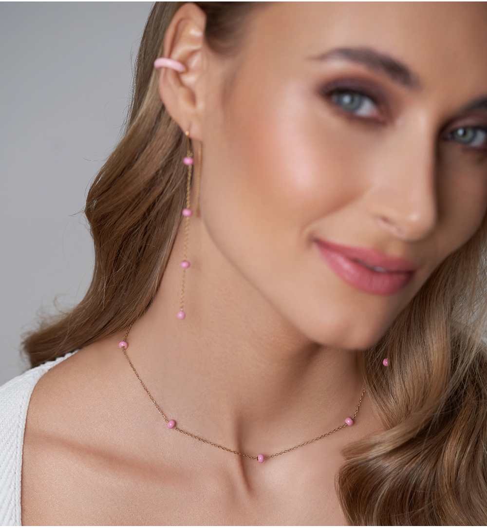 Nausznica z różową emalią Enamel KSA0918