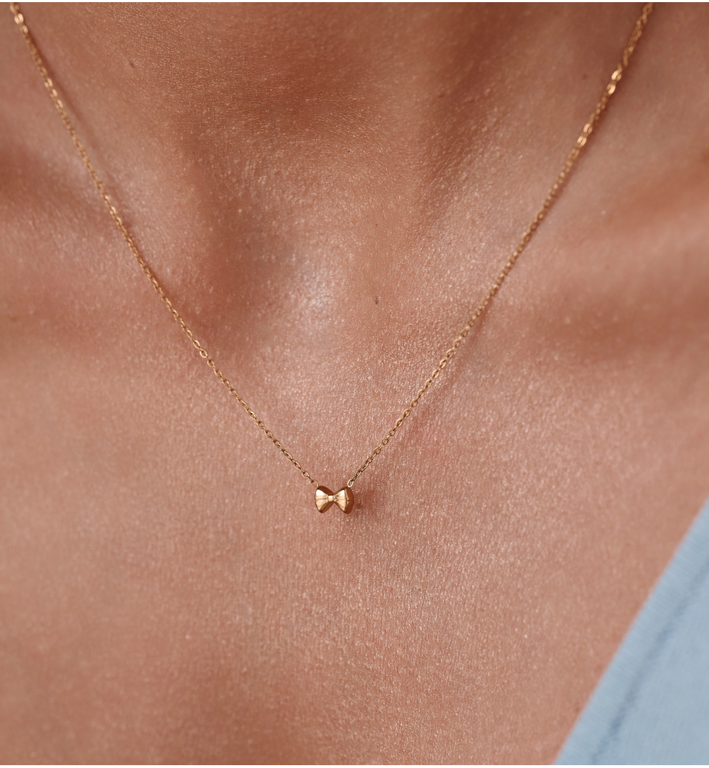 Naszyjnik z kokardką złoty dla mamy NSY0789