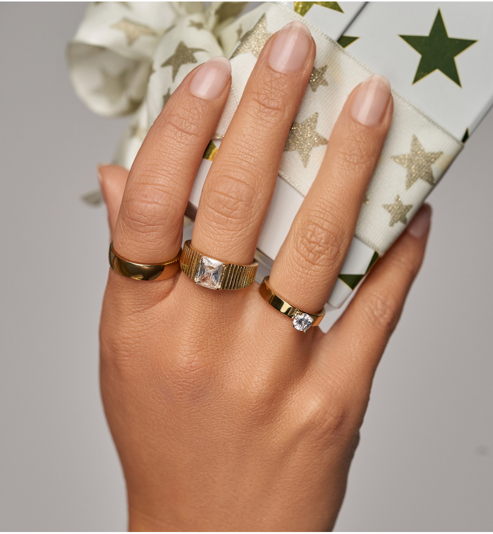Pierścionek złoty z kryształem Sparkle Ring PSA0944