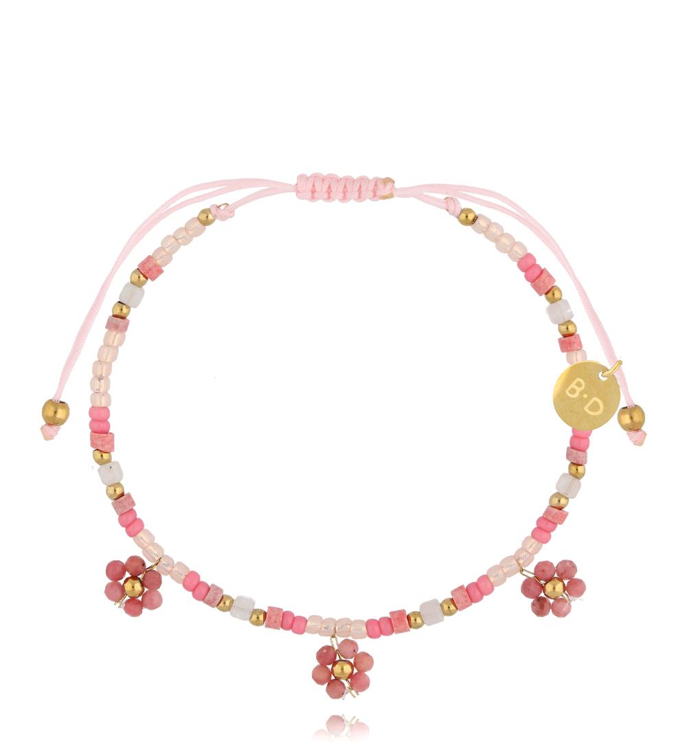 Bransoletka z kwarcami różowymi i rodonitami Stone Flowers BMT0255