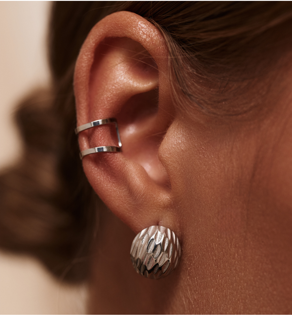 Nausznice srebrna podwójne KSY0456