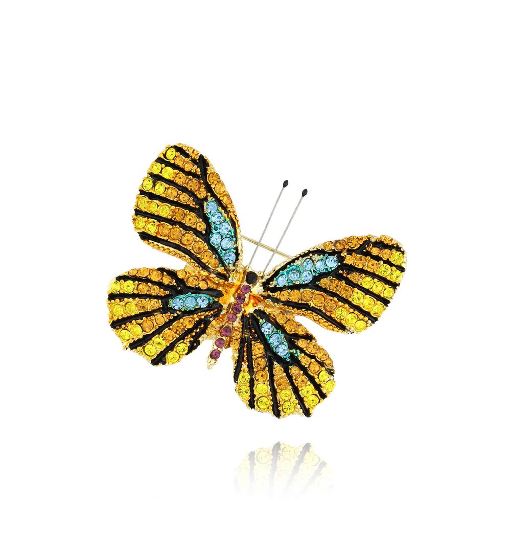 Broszka z kolorowym motylem Papillon BRPI0009