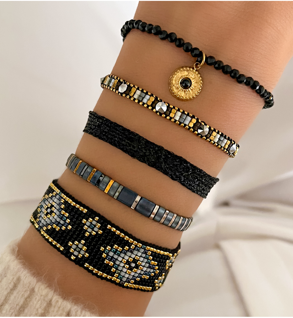 Bransoletka z tasiemką czarna Glow Up BSC1922