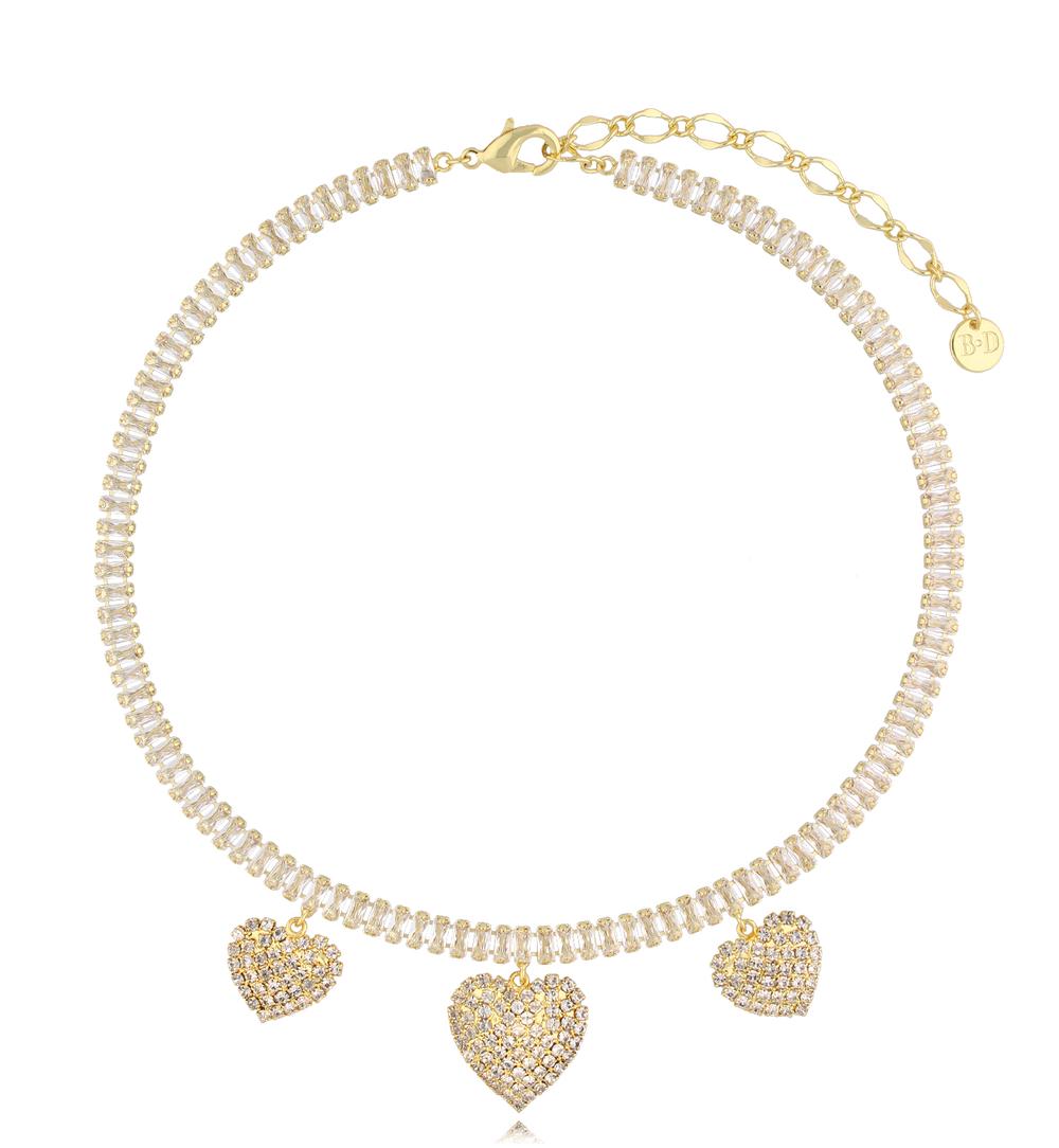 Choker z sercami i kryształkami Amour de Cristal NS0271