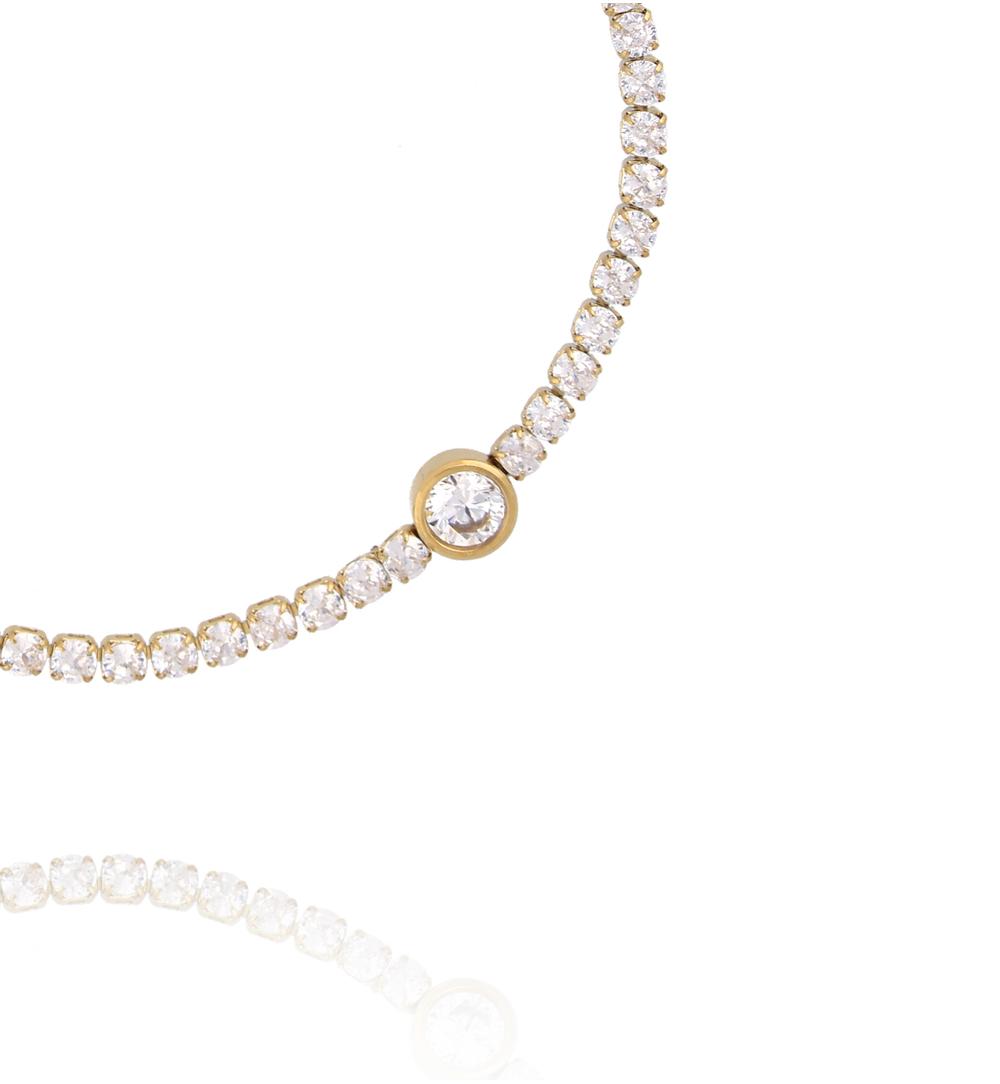 Bransoletka tenisowa z cyrkoniami w złotej oprawie BSY0532