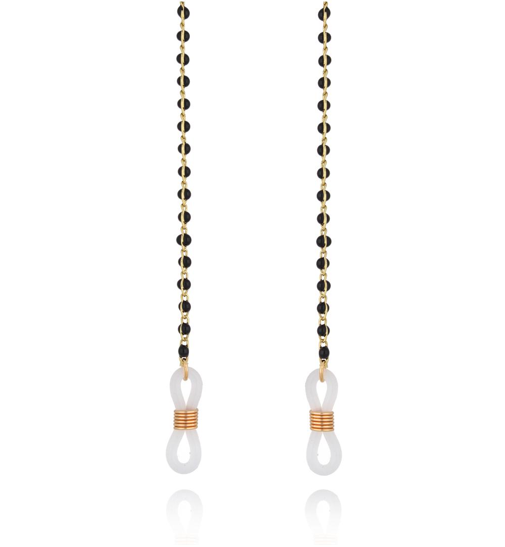 Łańcuszek do okularów z kuleczkami czarny Tiki NPA1126