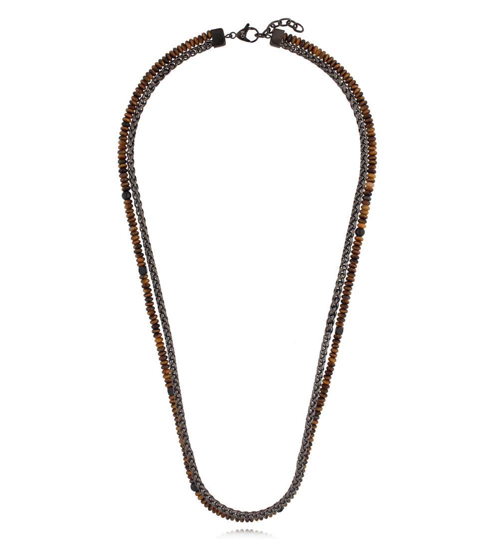 Naszyjnik z tygrysim okiem i łańcuchem męski NMITC0259