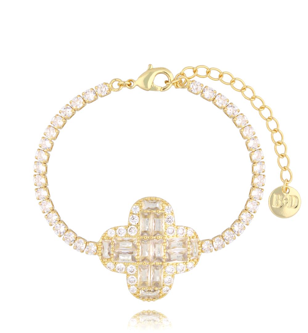 Bransoletka złota z kryształową koniczynką Cristal Clover BSS0188