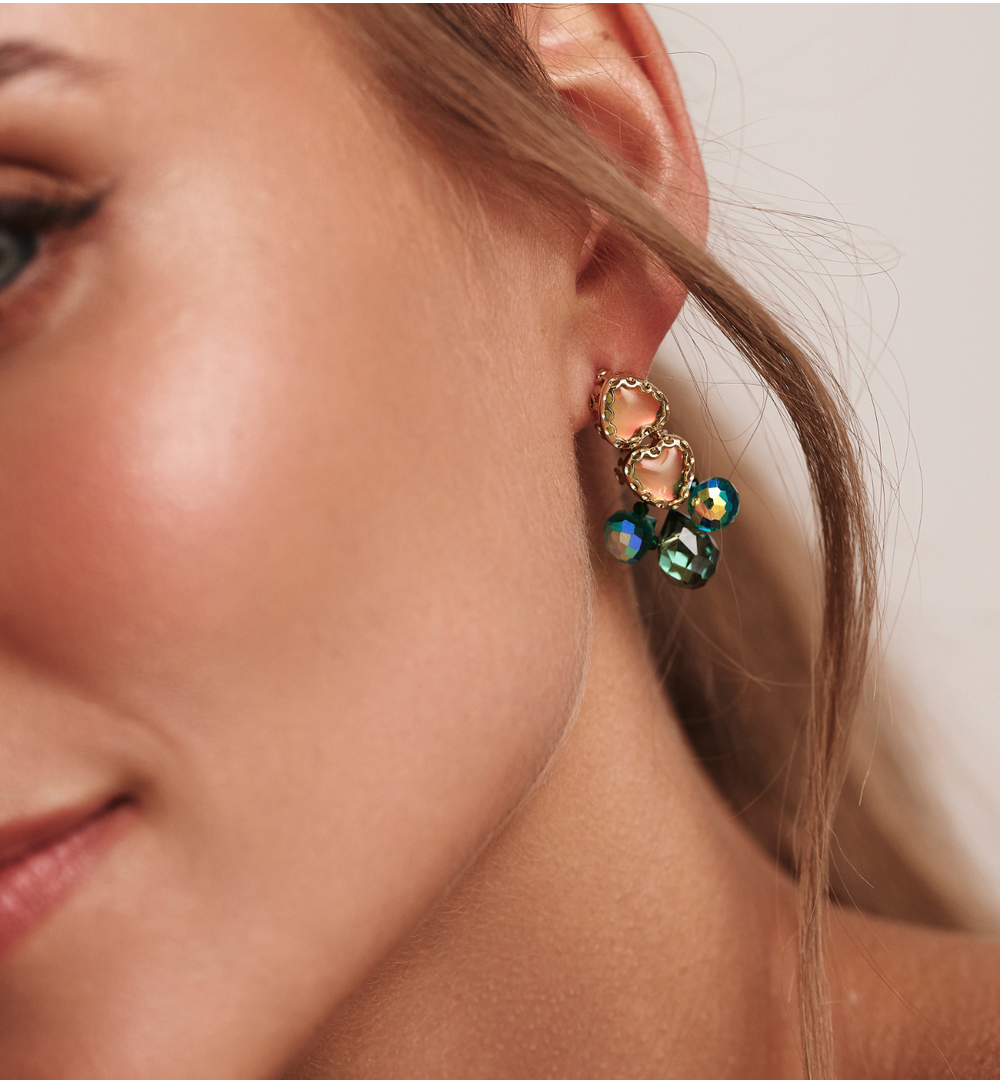 Kolczyki zielone z kryształami KGA0034