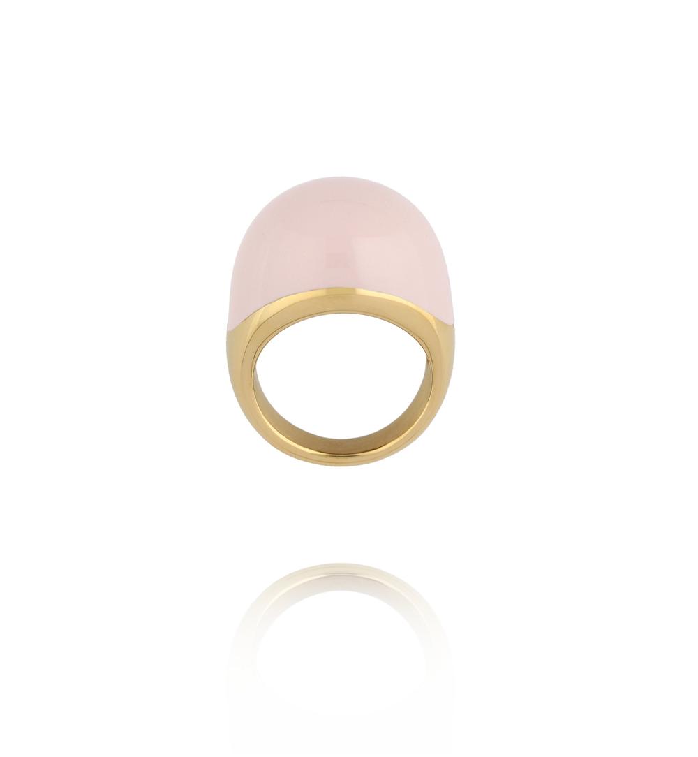 Pierścionek złoty z emalią Blush Pink PSA1357