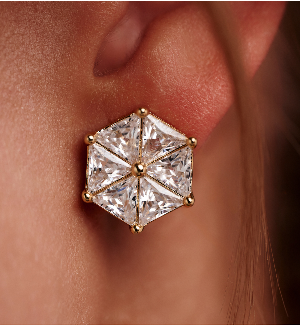 Kolczyki sztyfty z dużą cyrkonią w złotej oprawie KSS2229