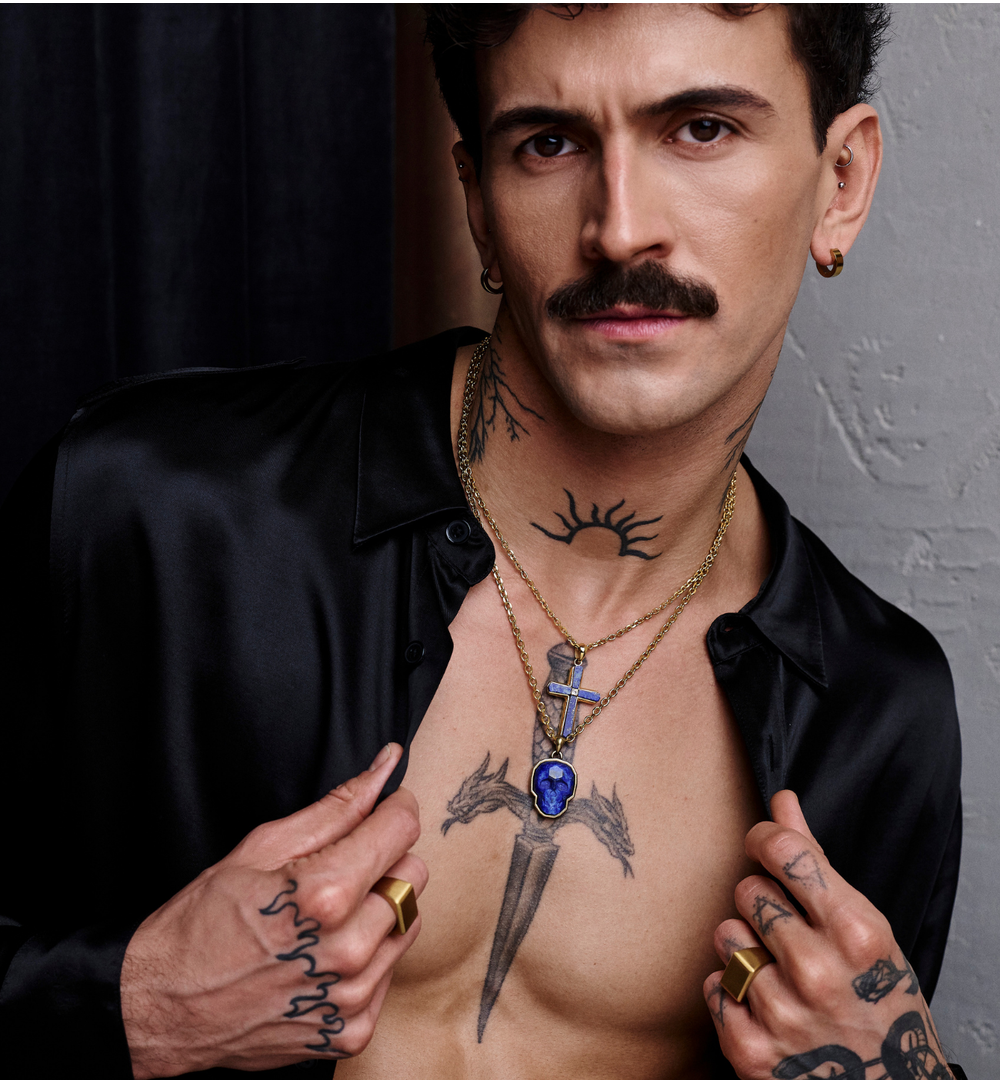 Naszyjnik z czaszką i lapisem lazuli NMITC0202