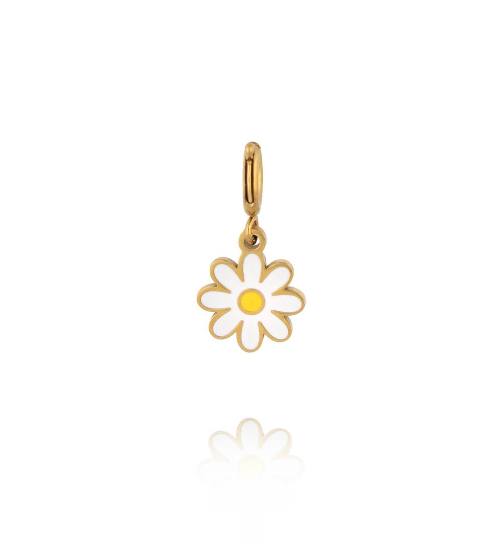 Charms stokrotka z białą emalią CHA0284