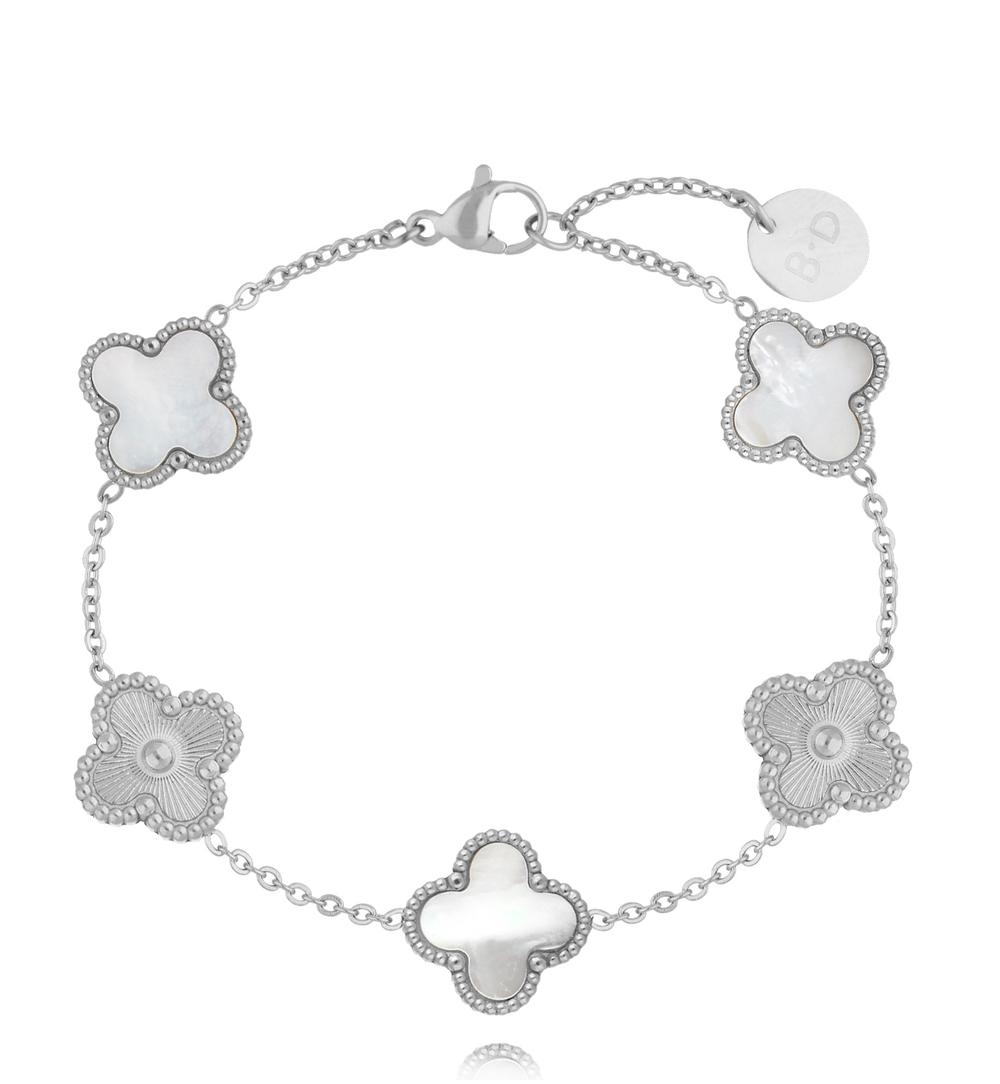 Bransoletka z koniczynkami srebrna Clovers BSY0164