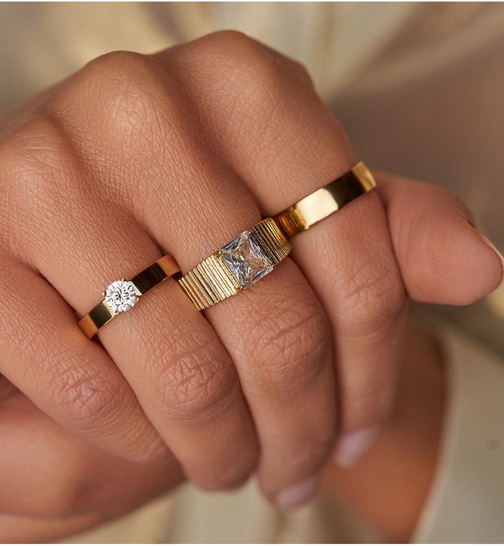 Pierścionek złoty z kryształem Sparkle Ring PSA0944