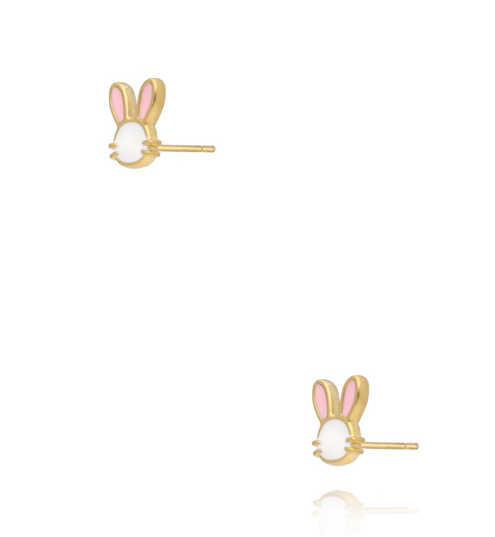 Kolczyki króliczki z różową emalią KSY0679