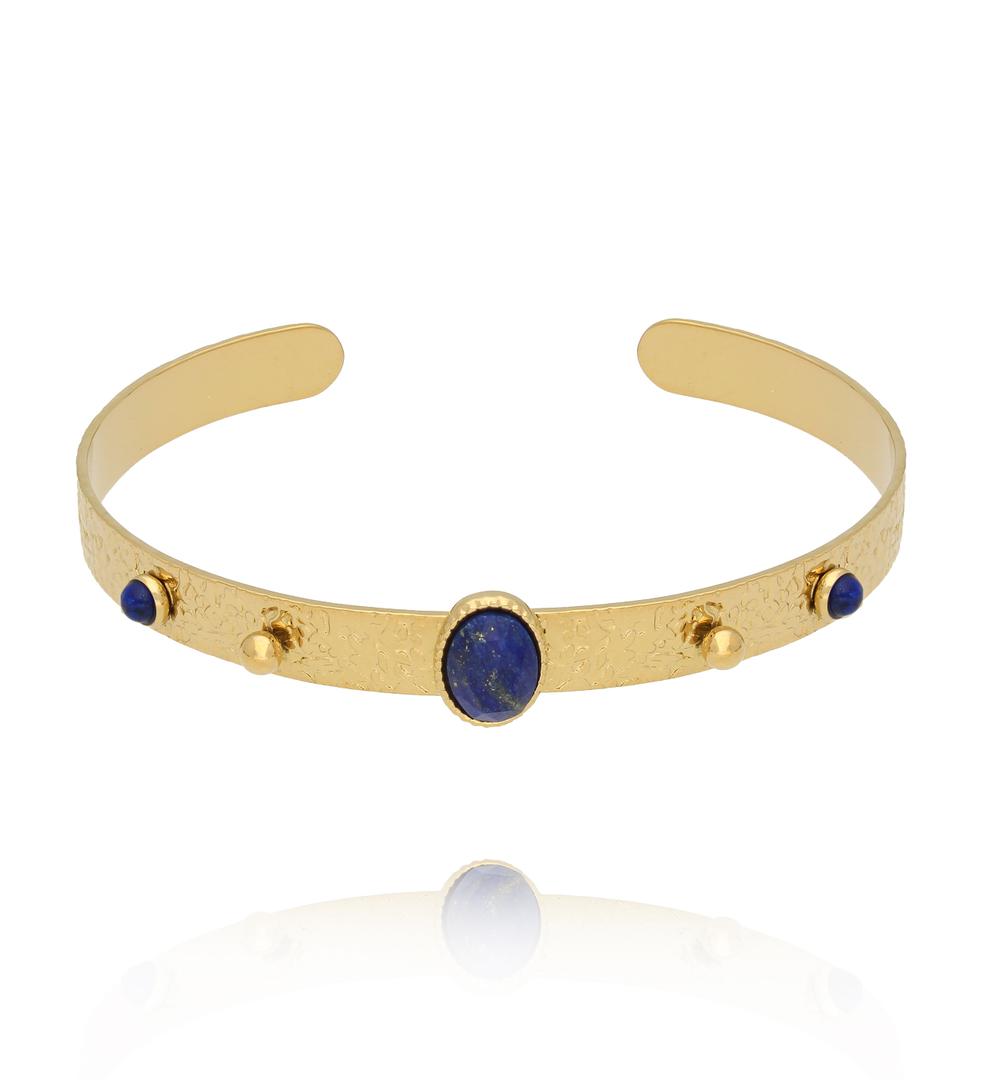 Zestaw złotych bransoletek z lapisem lazuli Z0554