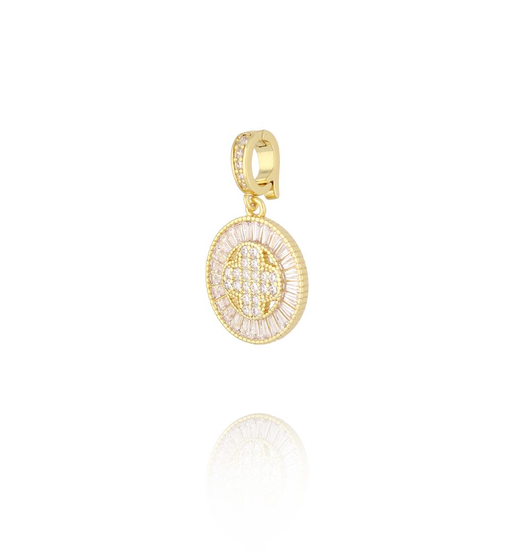 Charms złoty okrągły medalion z kryształkami CHSS0015