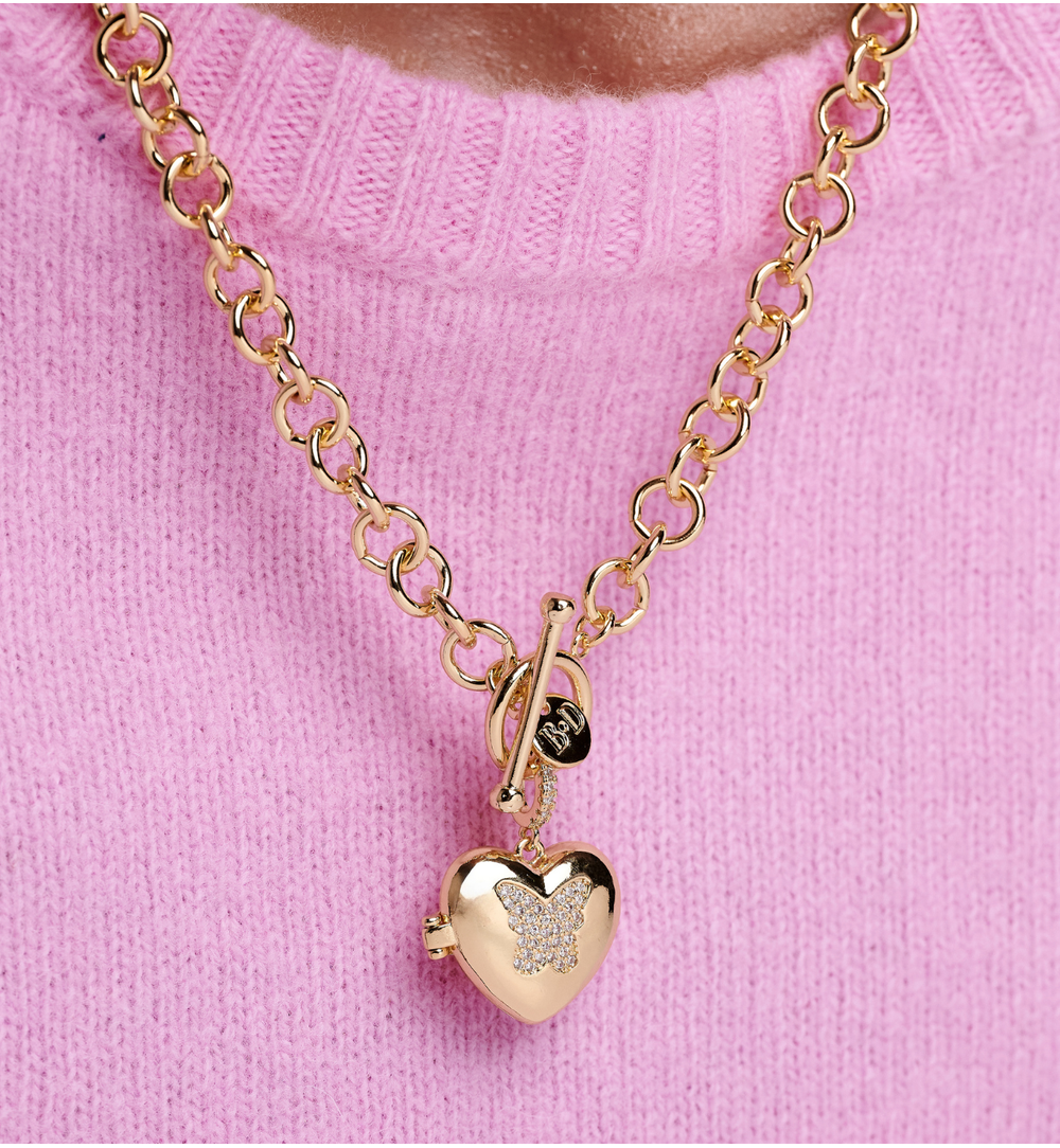 Naszyjnik z grubym łańcuchem i zawieszką serce NRG0538