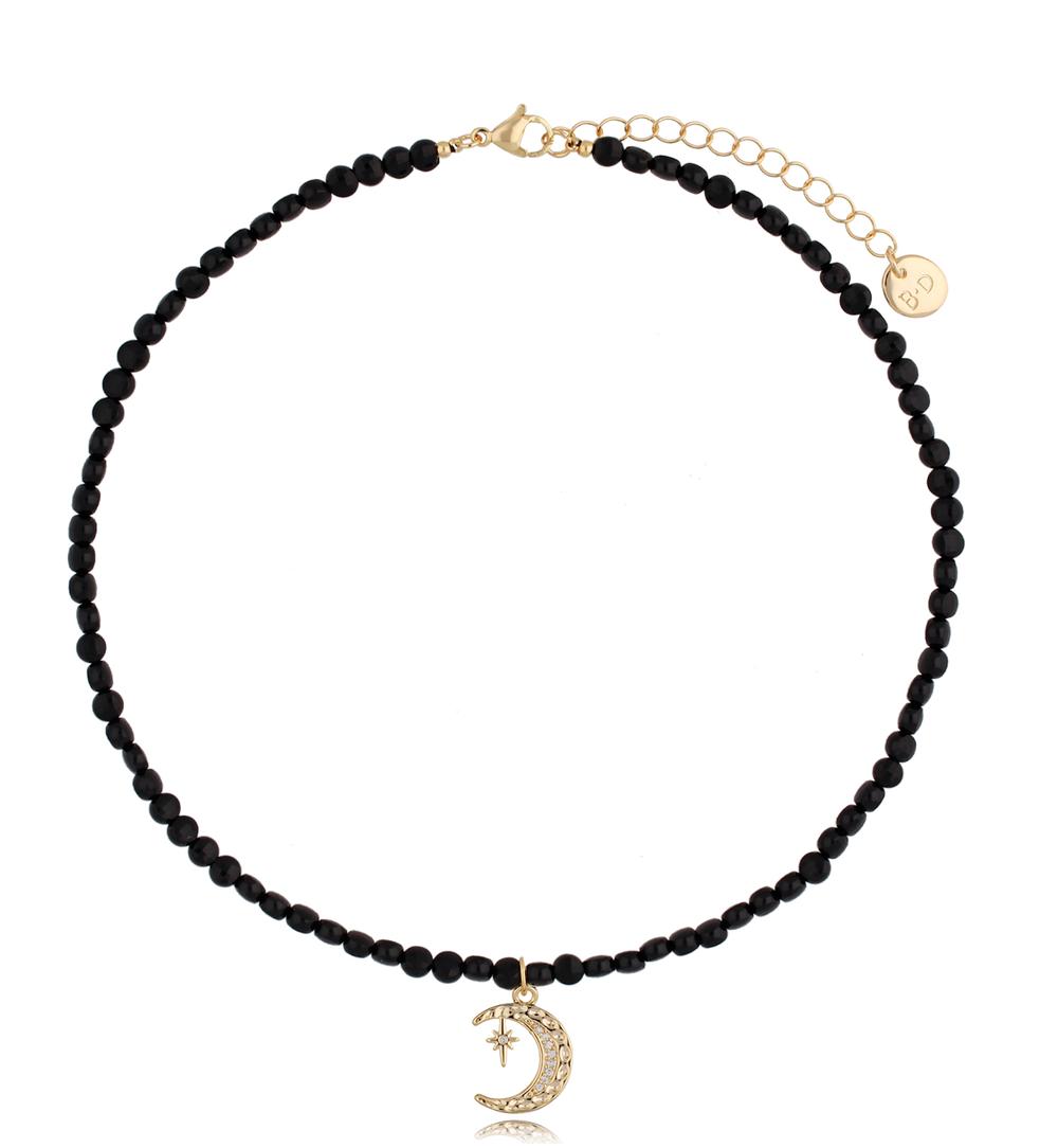 Naszyjnik z agatami i księżycem Black Moon NTW0367