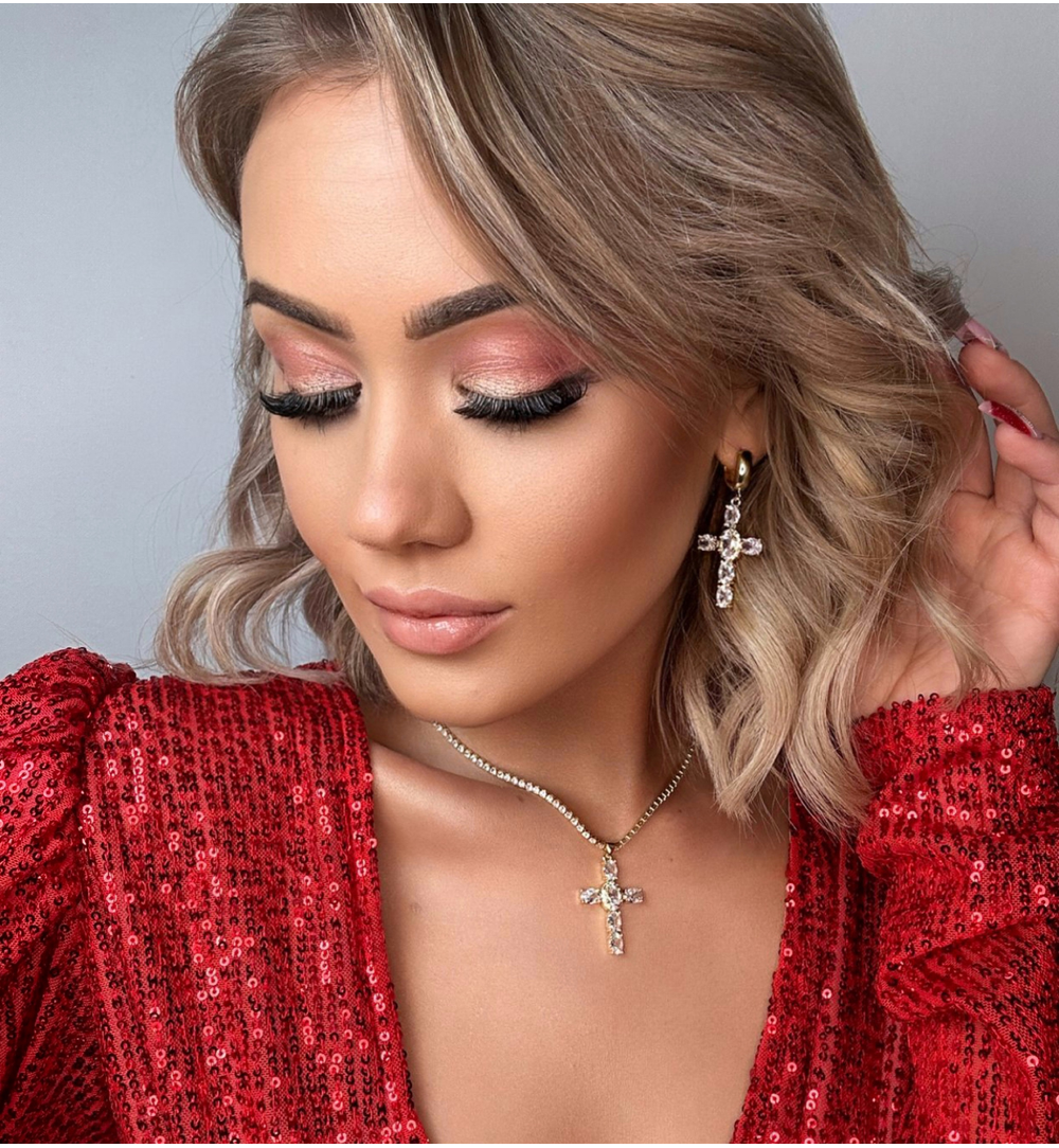 Kolczyki transparentne krzyżyki z kryształkami Hullu KRG0940