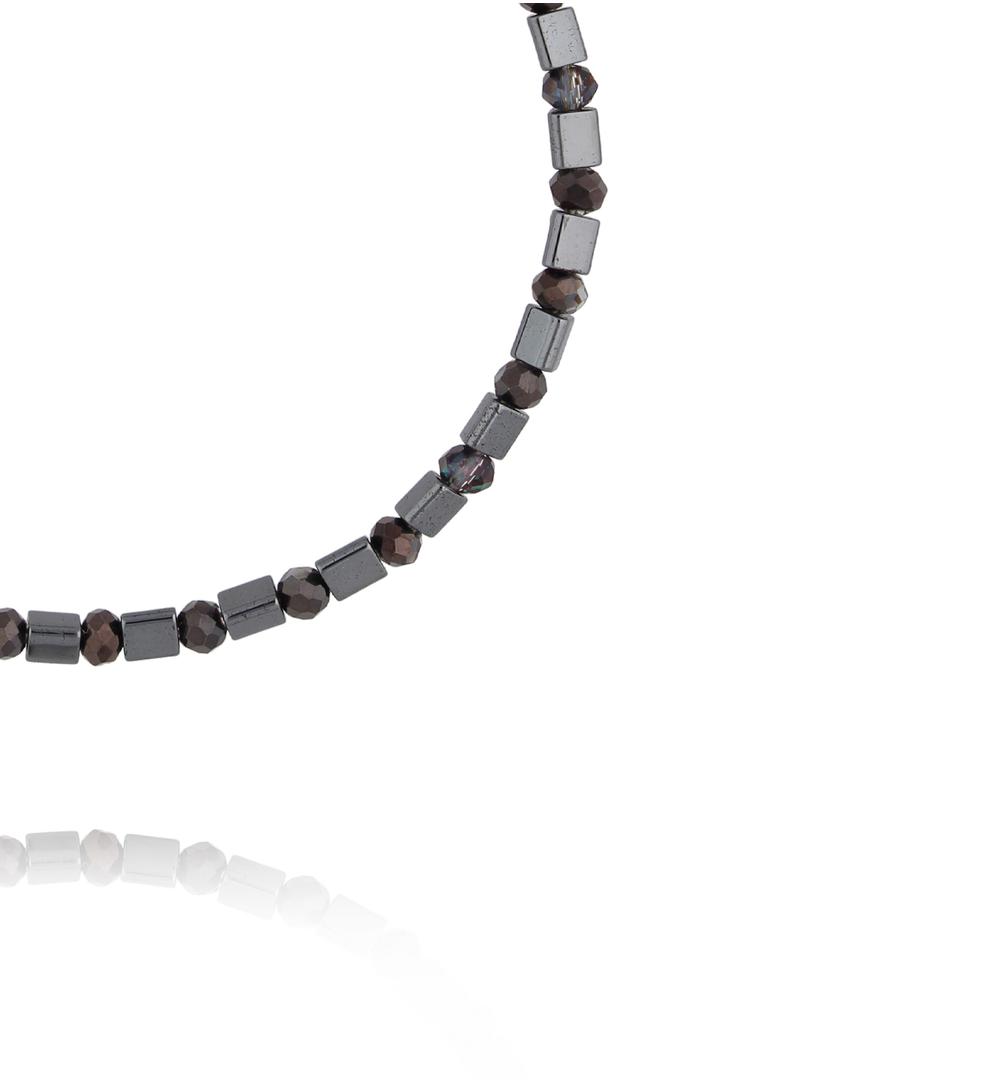 Bransoletka z hematytów i szklanych kryształków BTW3644