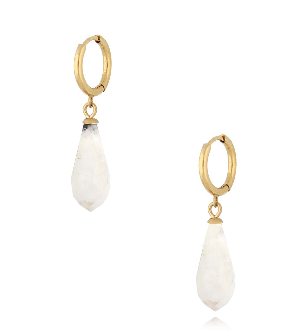 Kolczyki złote z kamieniem księżycowym KPA0210