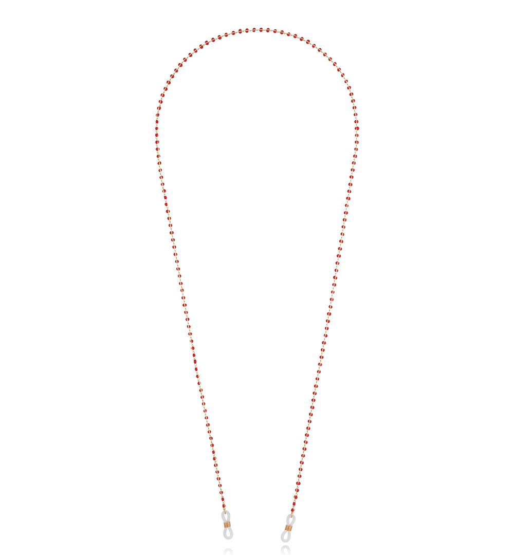 Łańcuszek do okularów z kuleczkami czerwony Tiki NPA1130