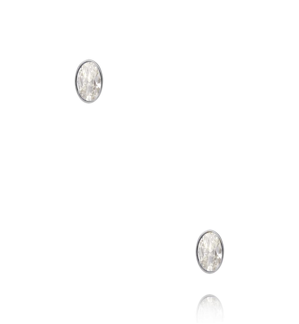 Kolczyki z kryształkiem srebrne owalne KSY0708