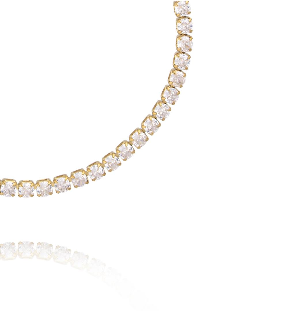 Bransoletka tenisowa z cyrkoniami w złotej oprawie BSY0611