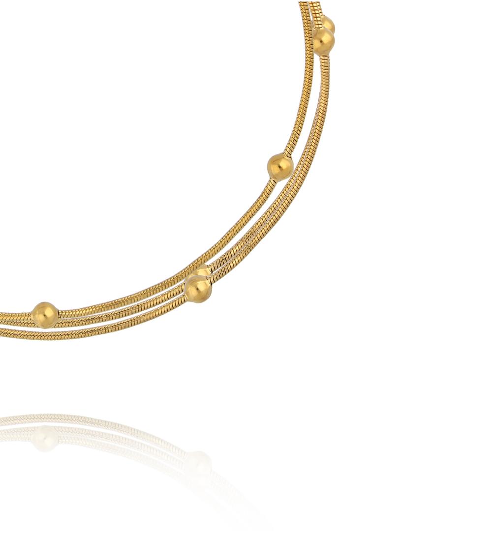 Bransoletka z podwójnym łańcuszkiem i złotymi kuleczkami BSY0620