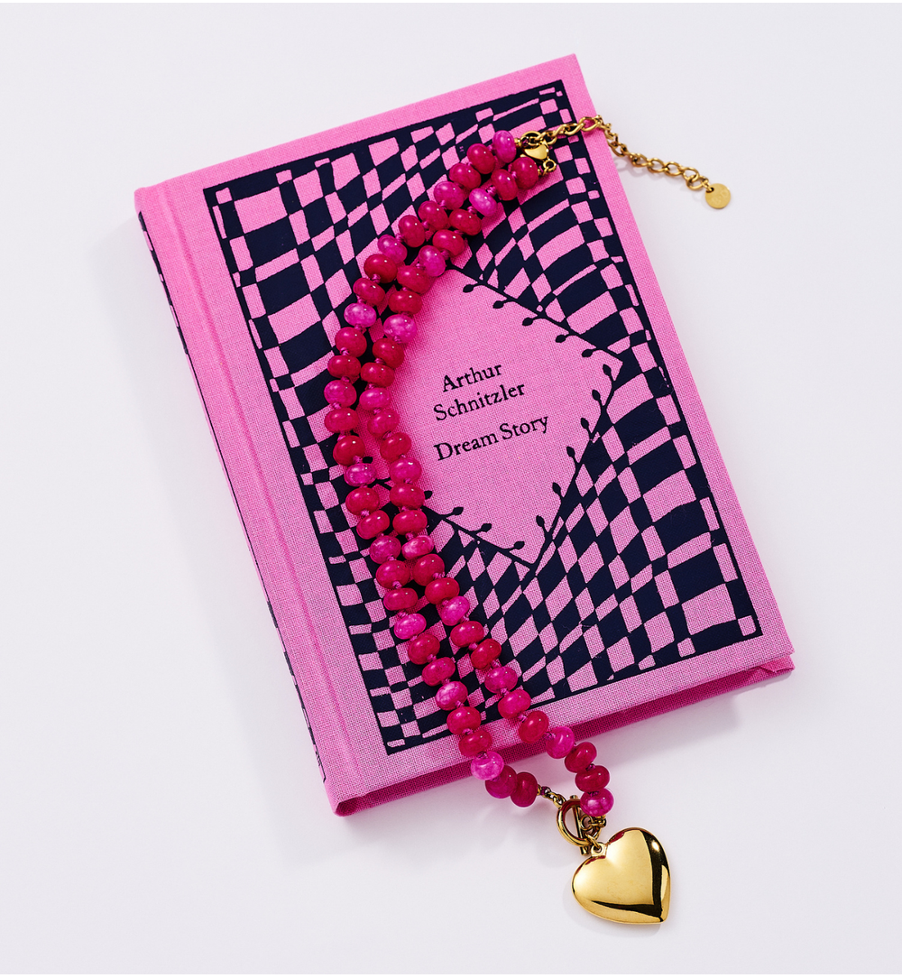 Naszyjnik fuksjowy z sercem NPA1386