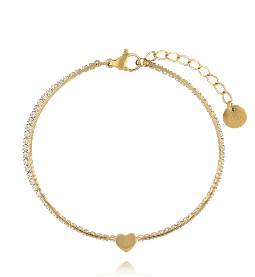 Zestaw złotych bransoletek z sercami ZN0142