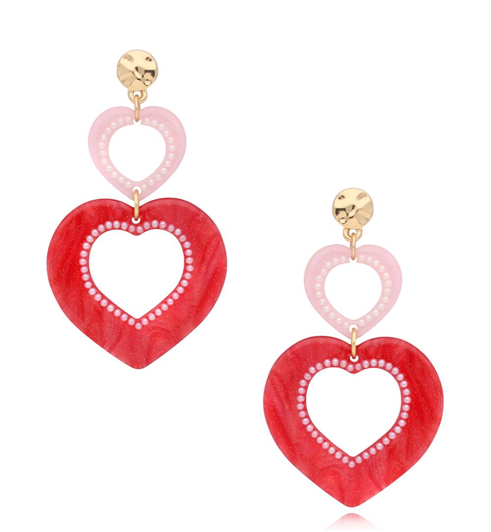 Kolczyki z czerwonymi sercami Red Hearts KZA0028