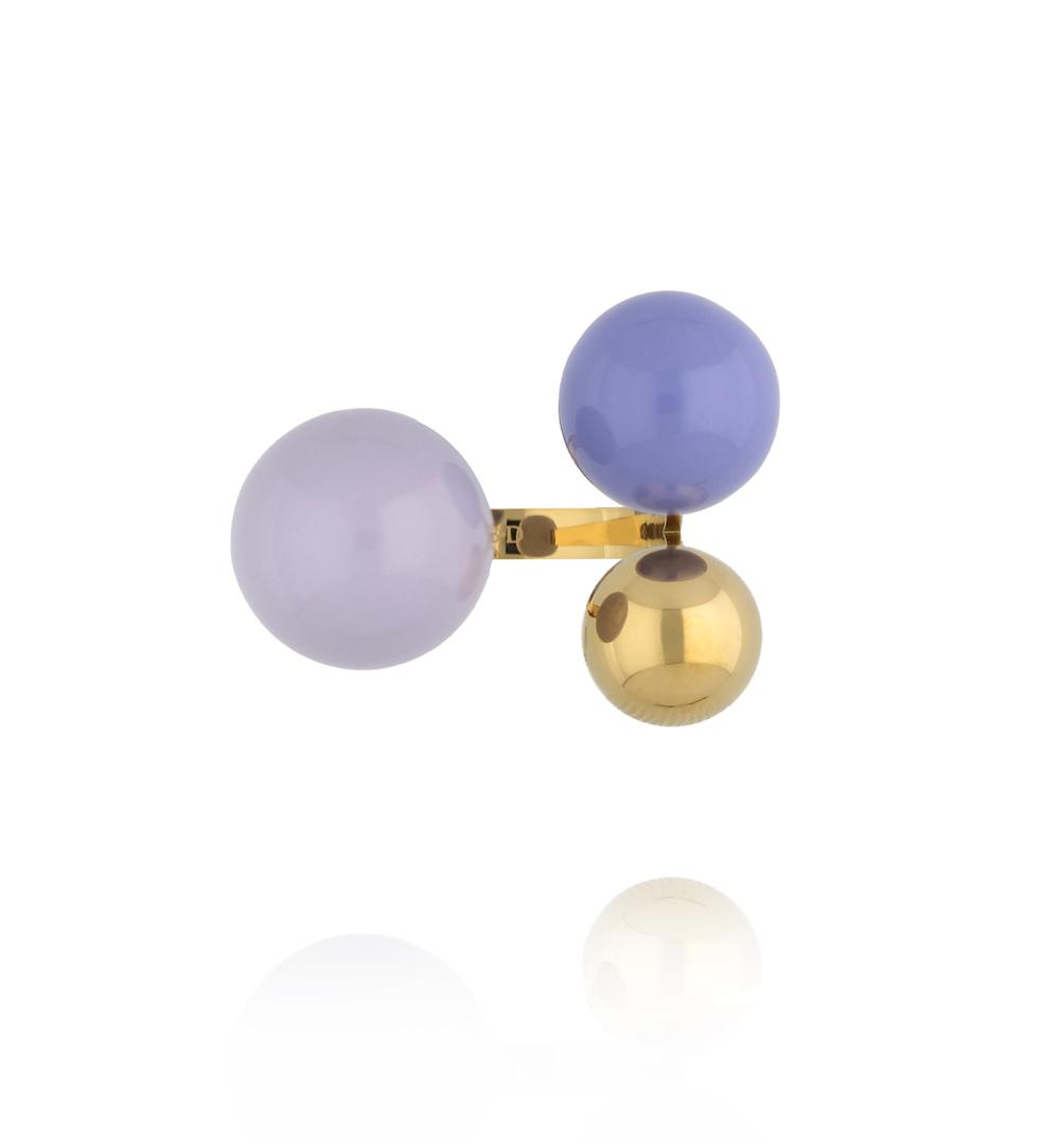 Pierścionek z kulkami w odcieniach lila i lawendy PSA1123