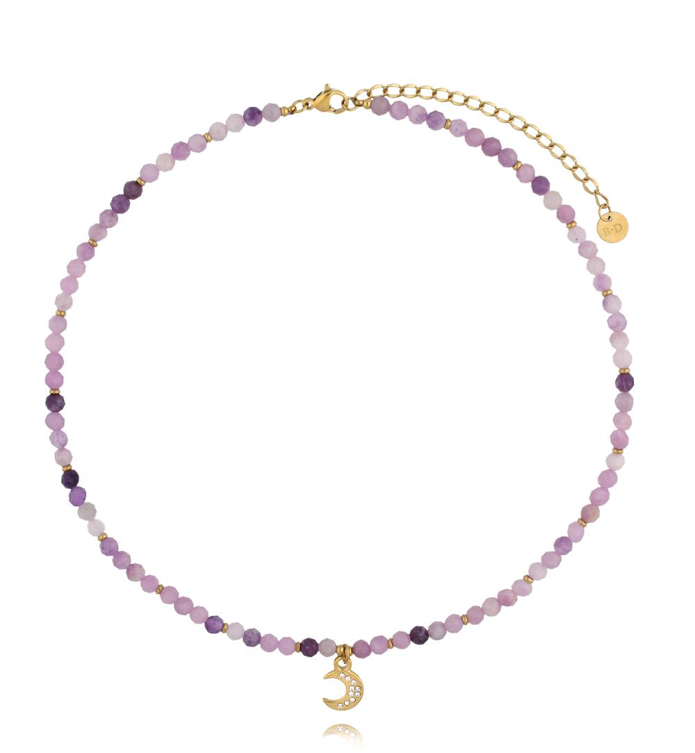 Naszyjnik z kunzytu z zawieszką księżyca NTW1620