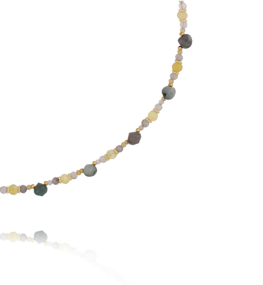 Naszyjnik z kwarcu rutylowego, żółtego opalu i tygrysiego oka NTW1571