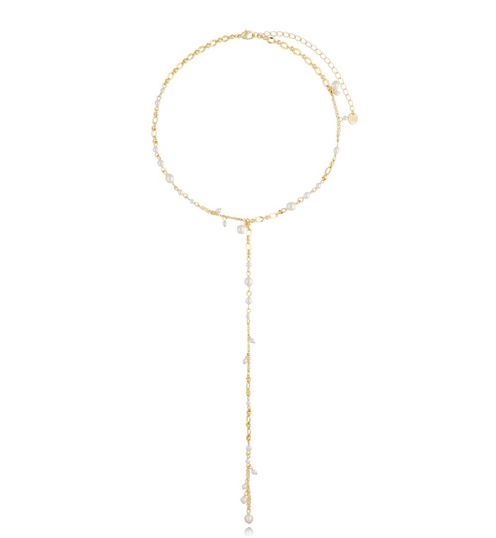 Naszyjnik z perłami i długim wisiorem Danielle NPE0097