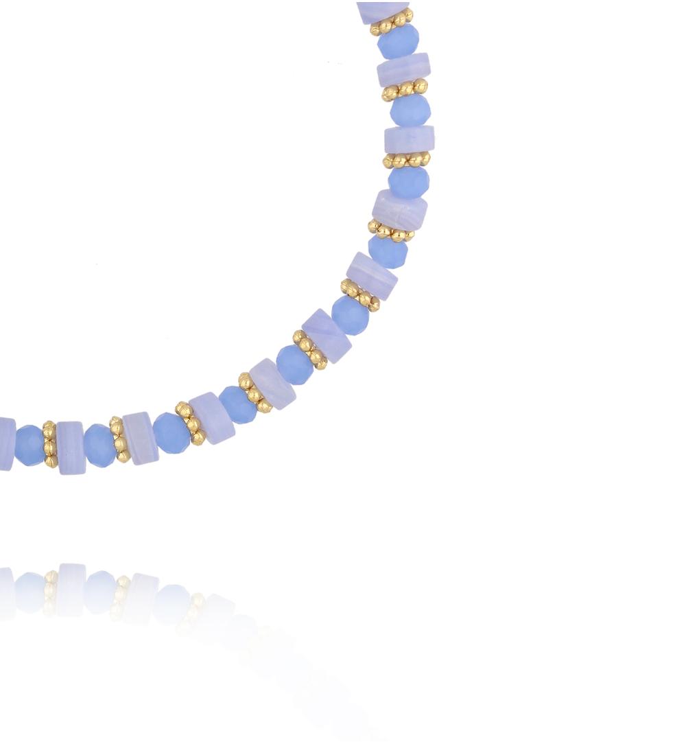 Bransoletka z błękitnego agatu i szklanych koralików BTW3621