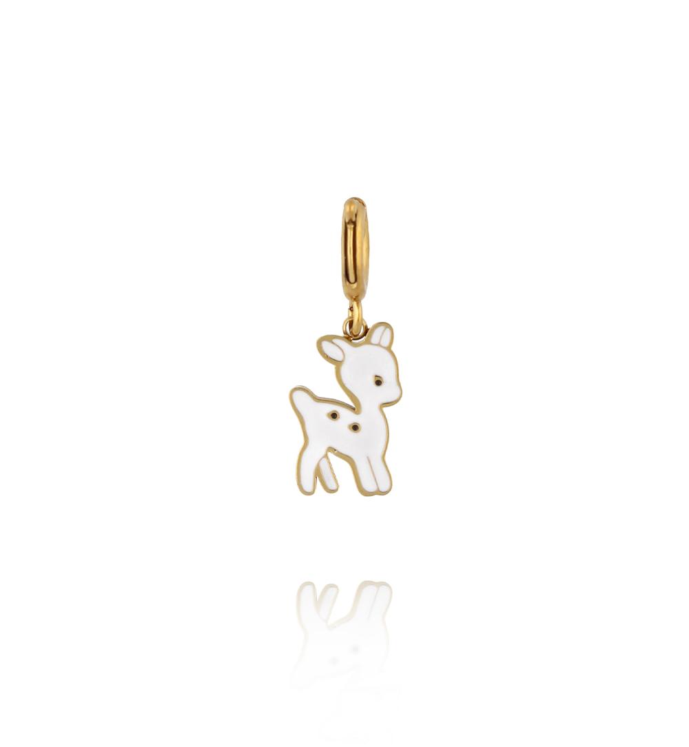Charms złoty jelonek z białą emalią CHA0198