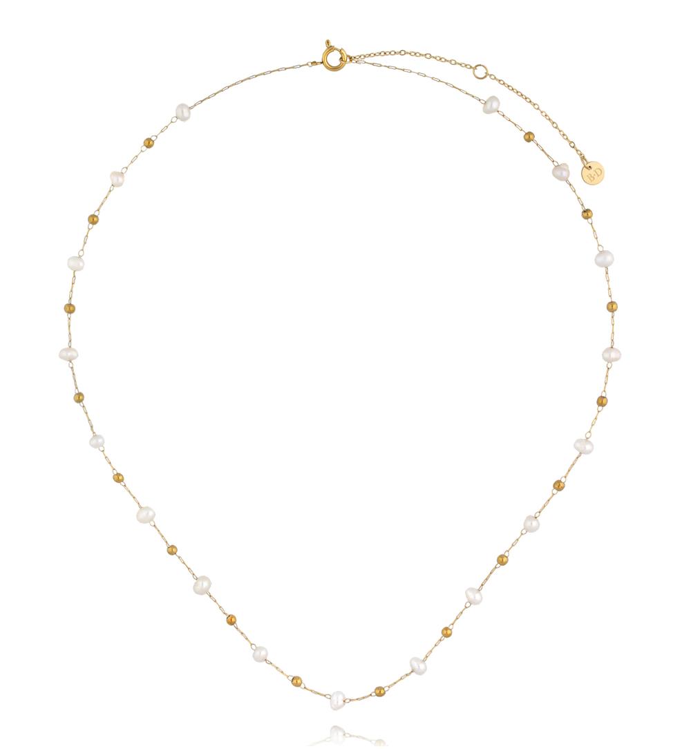 Naszyjnik na złotym łańcuszku z perłami NEA0092