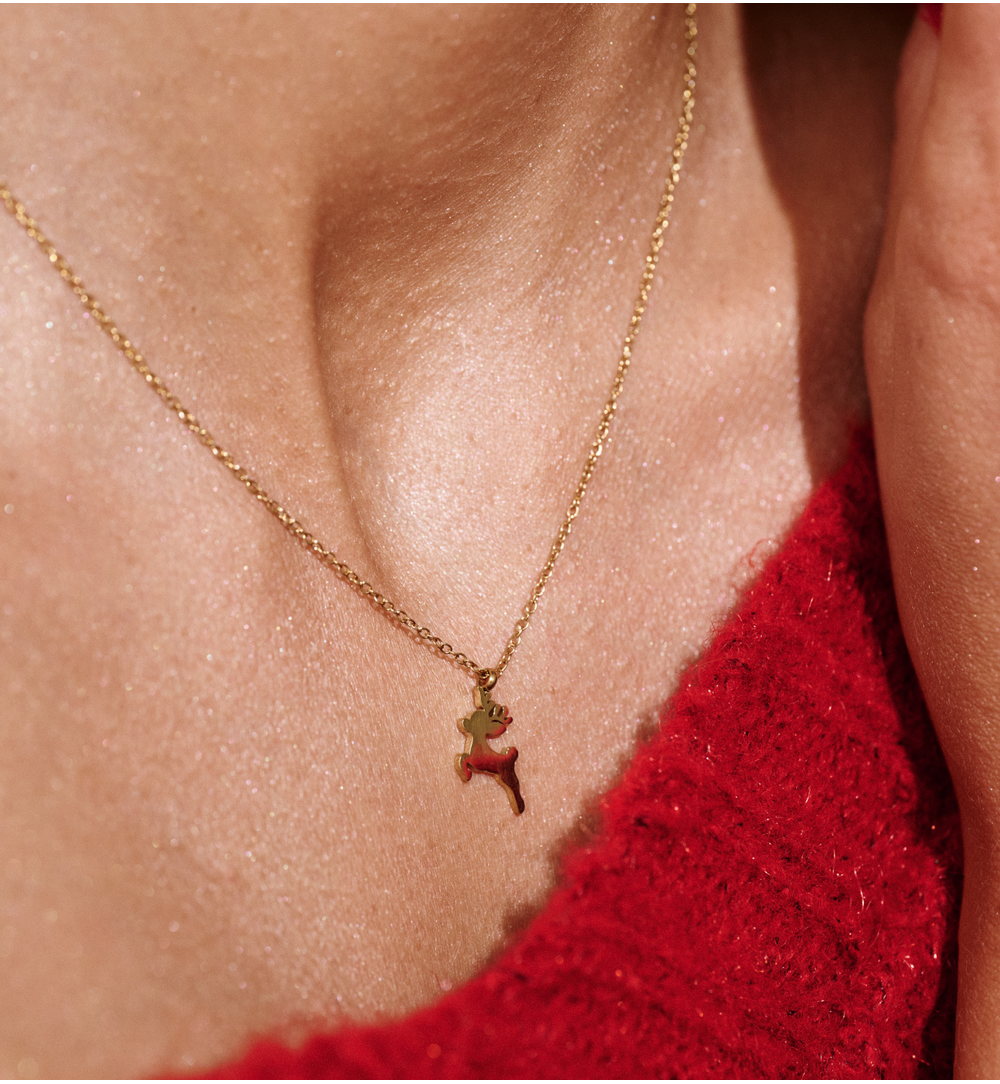 Naszyjnik z reniferem złoty NSA1379