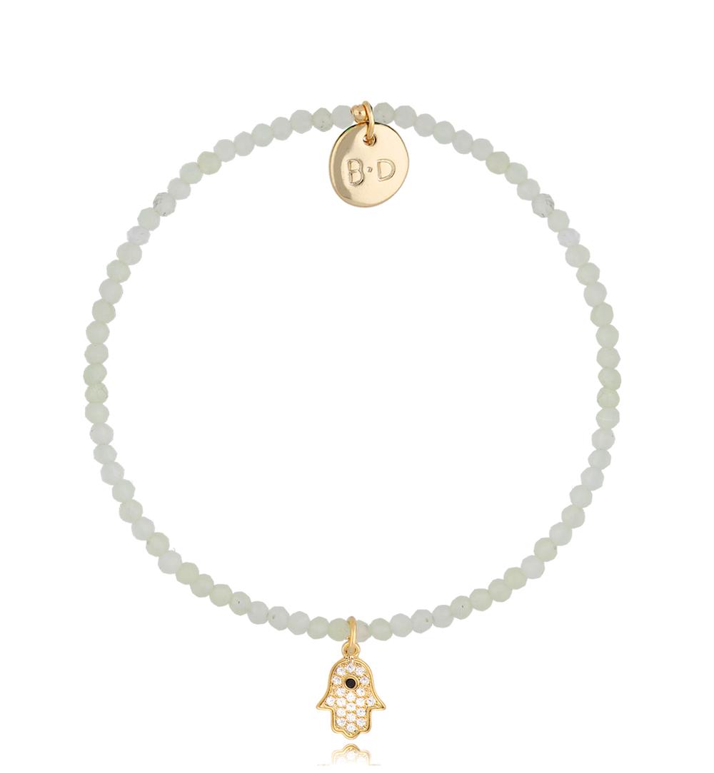 Bransoletka z jadeitami  i Ręką Fatimy Lifestyle BTW1092