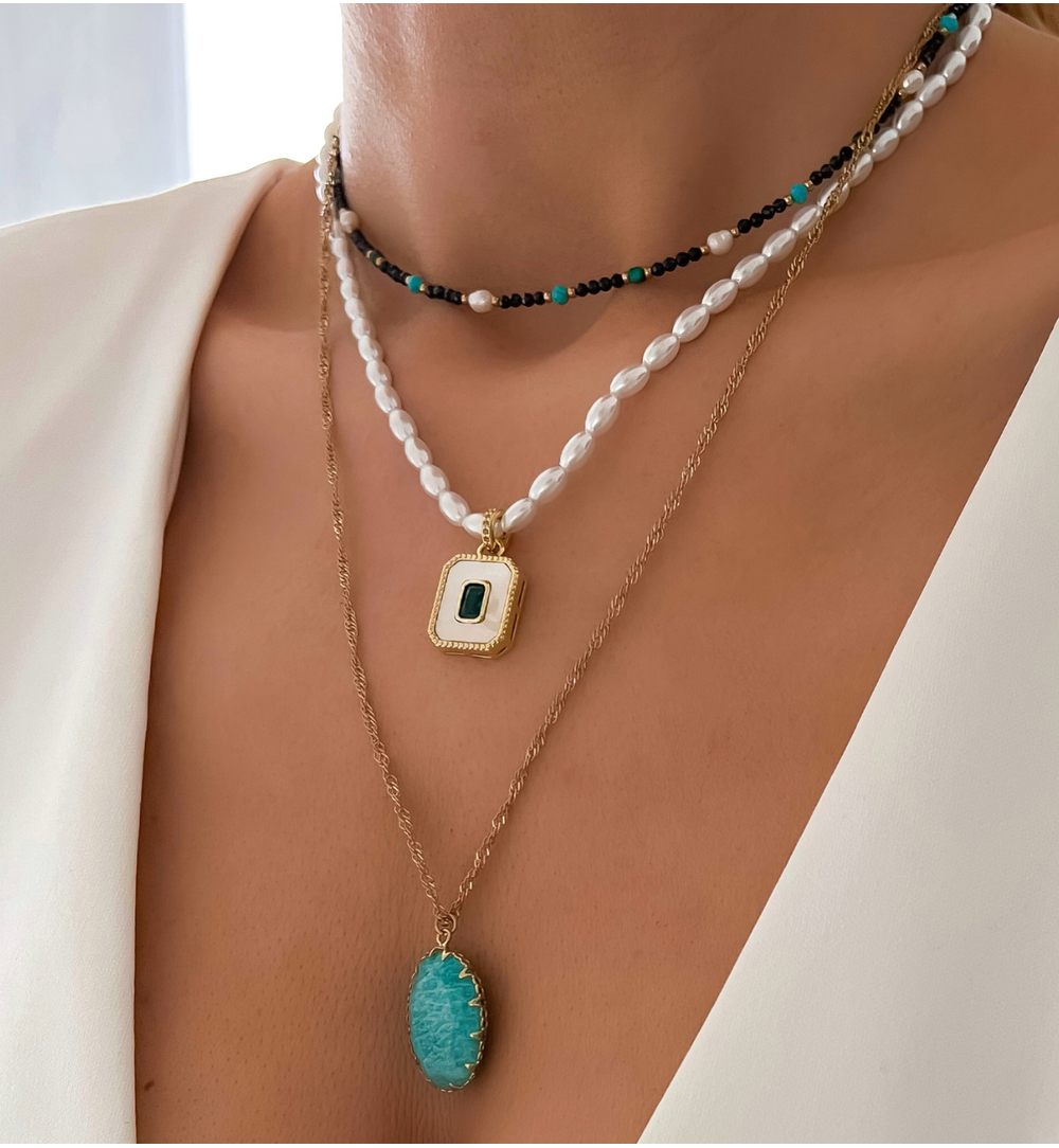 Naszyjnik czarny z perłami Subtle NSC0354