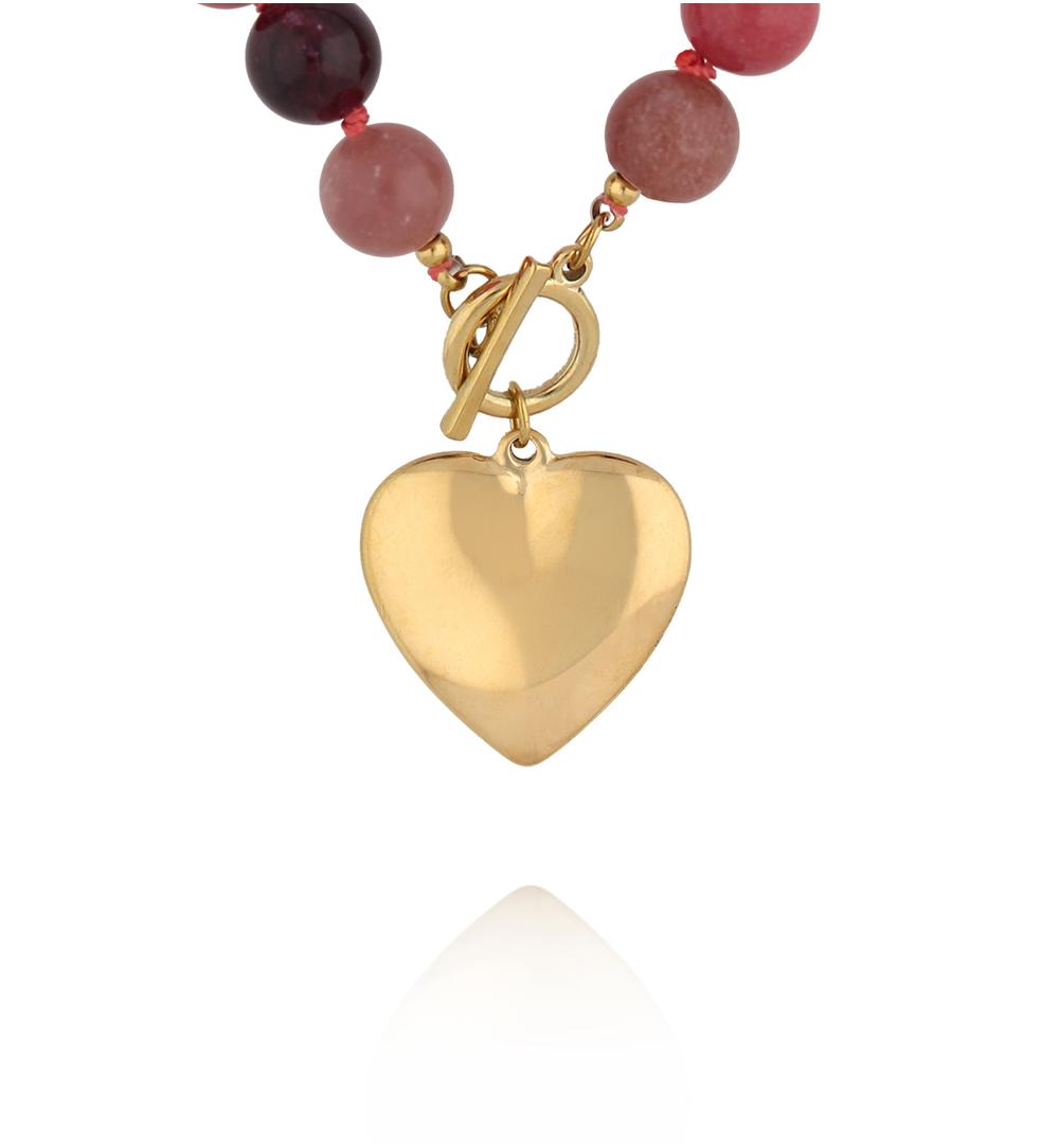 Naszyjnik z kamieni z zawieszką serce NPA1526