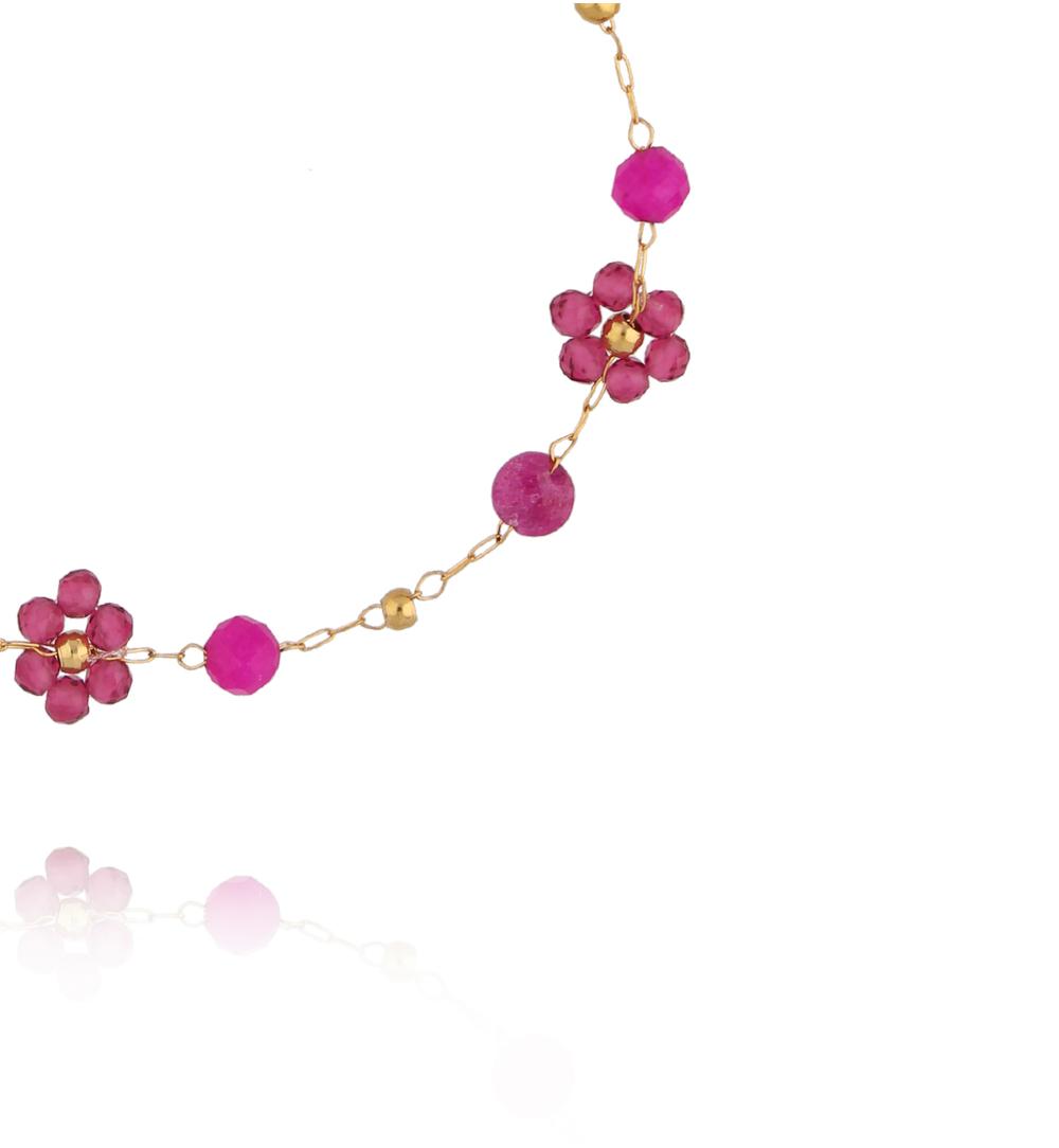 Bransoletka z rubinem, jadeitami i kryształkami BSC2387