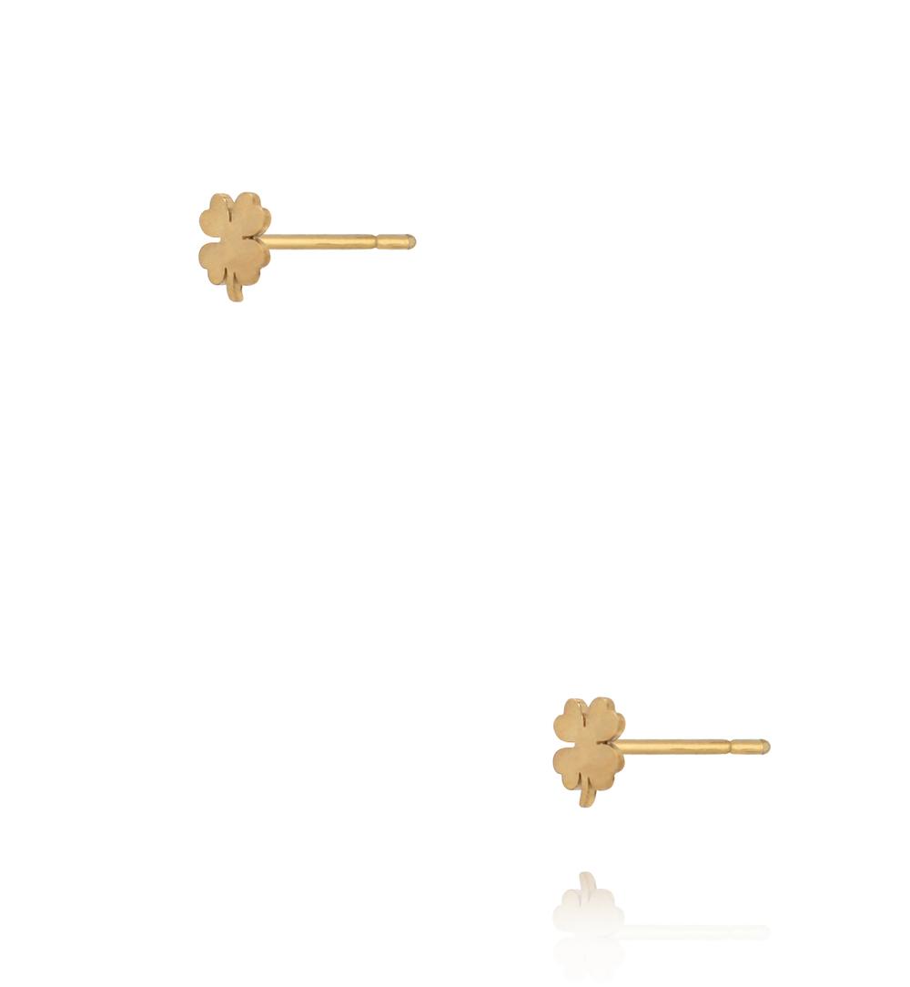 Kolczyki wkrętki w kształcie czterolistnej koniczyny złote KSY0619